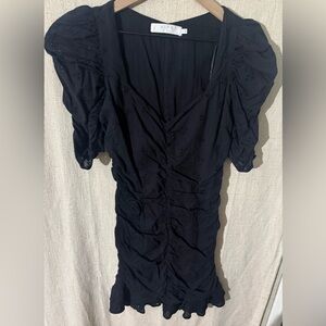 Astr Black Ruched Long Sleeve Dress